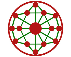 Aufkleber - Abstract network illustration with red circles and green lines suitable for design elements