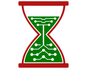 Aufkleber - Digital time concept hourglass circuit board futuristic technology illustration