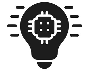 Aufkleber - Minimalist lightbulb silhouette with integrated circuit symbol concept design