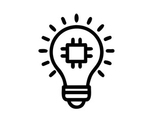 Aufkleber - Minimalist lightbulb silhouette with subtle radiating lines depicting an idea