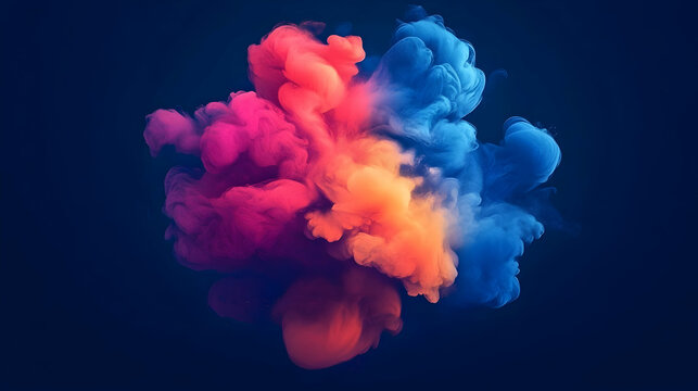 Abstract circle liquid motion flow explosion. Curved wave colorful pattern with paint drops on black background