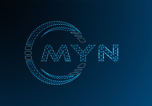 MYN low poly letter logo vector design. MYN lower poly logo design. Low poly logo.
