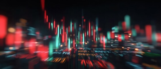 Poster - Abstract financial data visualization at night