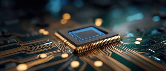 Poster - Close up of circuit board with processor