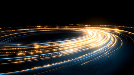 Poster - Abstract colorful circular lines on dark blue background