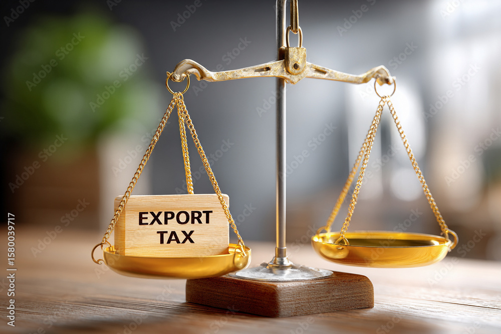 Import and Export Tariffs Trade concept. Balanced scales with an export ...