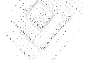 Poster - Grunge arrowhead ink splatter texture. Abstract chevron direction smear with dirty dots. Modern distressed background surface.