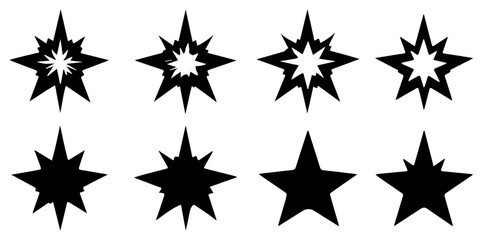 Poster - Starburst shapes in vector format are displayed in black and white with a unique design and pattern, silhouette
