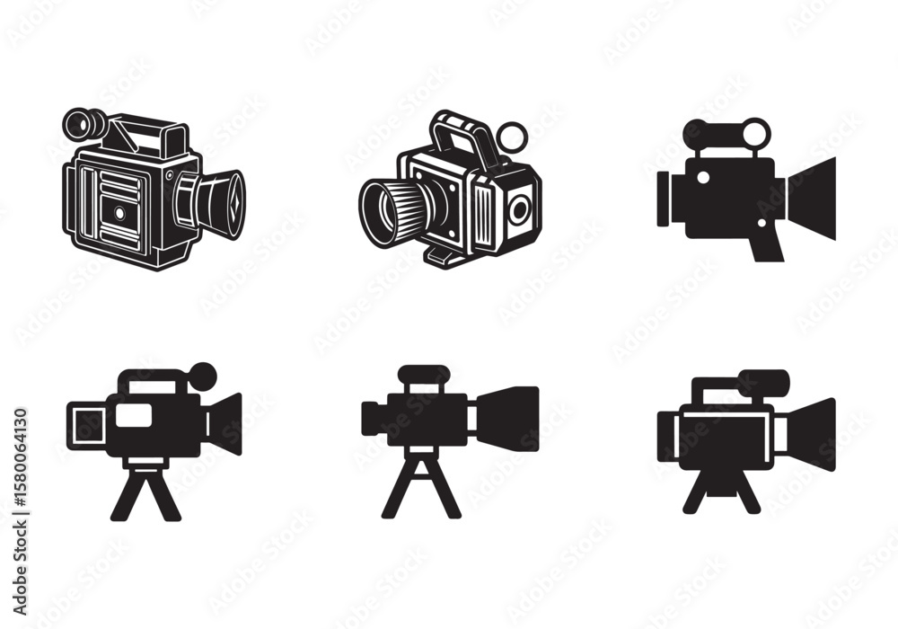 set of video camera icon silhouette vector illustration Stock Vector ...