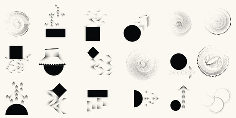 Poster - Collection of vector design elements. Set of logos with lines, stripes and circles. Various forms of line and dots design.Vector logo collection. Bundle of circle icons and elements. Set of lines art.