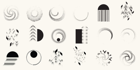 Poster - Collection of vector design elements. Set of logos with lines, stripes and circles. Various forms of line and dots design.Vector logo collection. Bundle of circle icons and elements. Set of lines art.