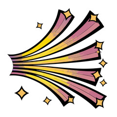 Poster - Colorful speed lines with stars in comic book style, isolated vector image on transparent background