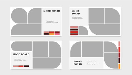 Mood board layout. Photo collage template. Mosaic picture grid. Mood board mockup. Vector illustration