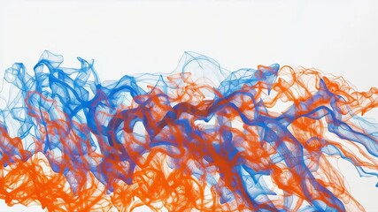 Aufkleber - A blue and orange line that appears to be flowing through the air. The colors are vibrant and dynamic, creating a sense of movement and energy. The line seems to be made up of various shapes and sizes