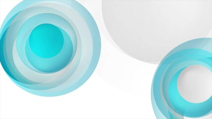 Poster - Bright blue and white glossy circles abstract minimal geometric background. Seamless looping tech motion design. Video animation Ultra HD 4K 3840x2160