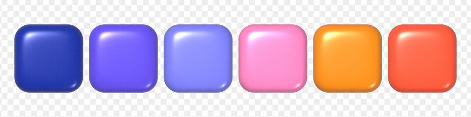 Poster - 3d colorful buttons collection for UI UX design. Set of realistic squares