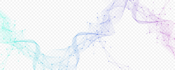 Fototapete - Abstract tech network connection dots. Digital technology and big data analysis background. White background with plexus lines. Geometric background with abstract mesh