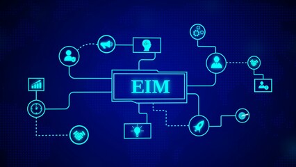 Poster - Innovative enterprise information management conceptual diagram representing business strategy data analysis and modern technological advancements