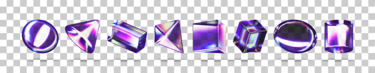 Poster - Abstract 3d glass geometry figures set. Vector illustration for modern design. Shape element for web and banner.