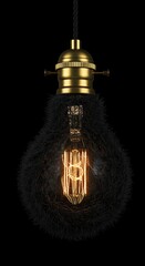 Poster - Glowing edison light bulb inside a complex mesh of dark abstract wires. Creative idea and complex thinking concept.