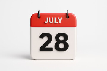 Poster - Calendar Icon Representing July 28th Date Reminder Appointment Schedule Planning Day Month Deadline Event Notification