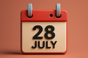 Poster - Calendar Icon Representing July 28th Date Reminder Appointment Schedule Planning Day Event Deadline Notification Graphic