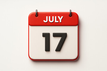 Poster - Calendar Icon Showing July 17th Date Reminder Appointment Schedule Planning Day Organizer Event Notice Deadline