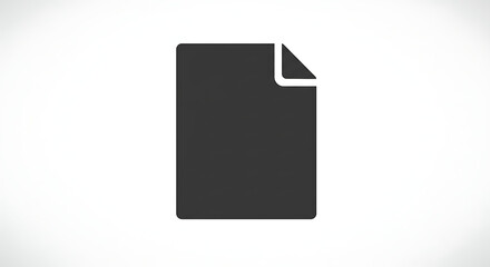 Poster - A dark gray document icon with a curled corner on a white background in a simple minimalist style