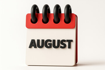 Poster - Red and White Calendar Displaying August Month Reminder for Schedule Planning and Event Organization
