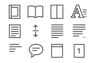 Poster - Icons for book layout and typography on dark background