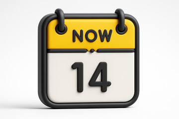Poster - Stylized Calendar Icon Depicting the Present Moment with Bold Number 14 Against a Clean White Background