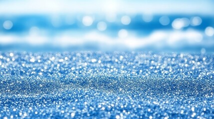 Poster - Soft Baby Blue Bokeh Background with Glittering Lights for Festive Celebrations and Events Decor