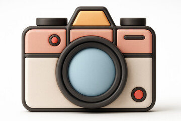 Leinwandbilder - Stylized Camera Illustration with Playful Colors and Rounded Edges for Creative Projects and Design Applications on White Backdrop