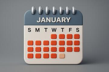Poster - Stylized January Calendar Illustration with Marked Dates and Clean Design for Planning and Scheduling Purposes