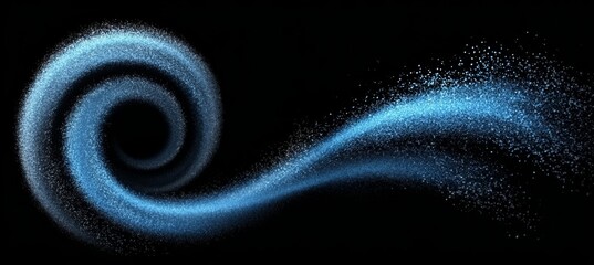 Poster - Enchanting Flow of Wind Abstract 3D Swirl with Glitter Particles on Black Background for Design