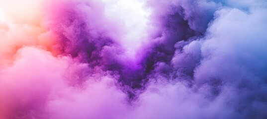 Poster - Ethereal pastel clouds blending orange, pink, and purple in a celestial abstract space concept.