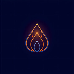 Aufkleber - Abstract water drop flame logo design glowing dark blue background