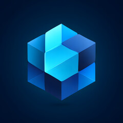 Aufkleber - Abstract blue cubes stacked structure innovation concept on dark background