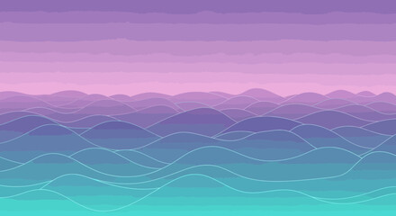 Wall Mural - Abstract Gradient Wave Landscape with Horizontal Lines