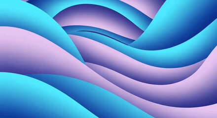 Wall Mural - Abstract 3D Twisted Gradient Waves with Line Texture