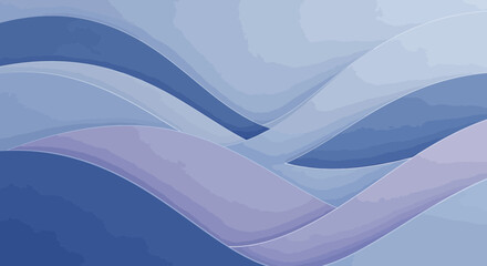 Wall Mural - Abstract Wavy Flow Layers in Blue and Purple