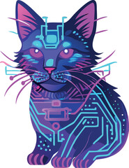  vector art of cyberpunk cat avatar