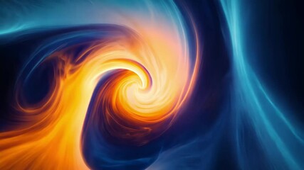 Fototapete - Swirling abstract cloud of blue and orange colors creates a mesmerizing visual effect, Abstract swirling cloud with blue and orange colors in dark space