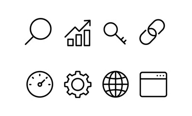 Poster - Minimalist line icons for seo and digital marketing tools