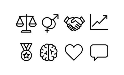 Poster - Simple linear icons collection for business, communication, and growth concepts