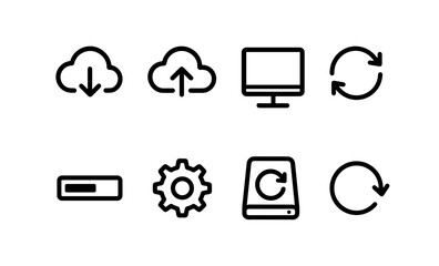 Fototapete - Minimalist cloud and synchronization icons for technology interfaces