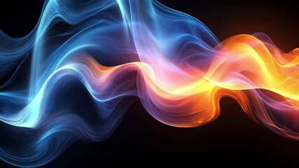 Fototapete - Swirling abstract cloud of blue and orange colors exuding energy and movement in a dark background, Abstract swirling cloud with blue and orange colors in dark space