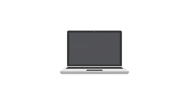 A simple illustration of a modern laptop with a gray screen against a white background space area - ai generated