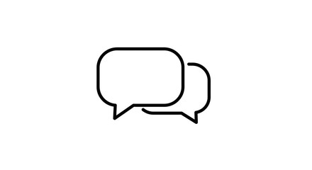 Poster - Two speech bubbles overlapping each other in a simple black outline on a white background view