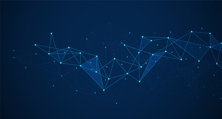 Poster - Geometric connected background. Connecting dots and lines. Global network connection. Banner template for technology.